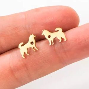 Husky Dog Minimalist Stainless Steel Stud Earrings